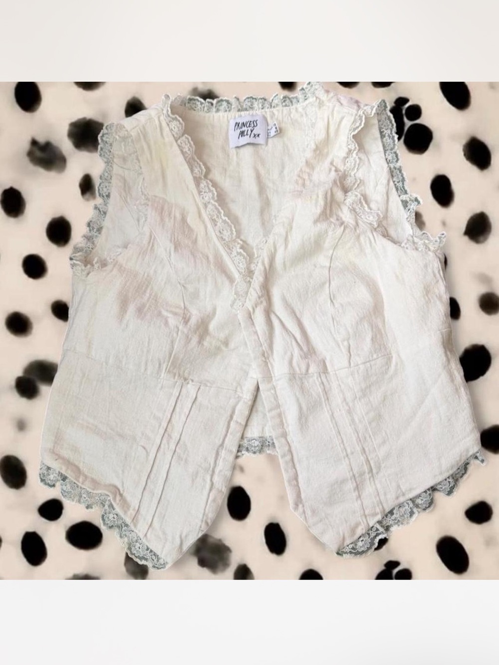 Princess Polly Cream Lace-Trim Sleeveless Vest Top